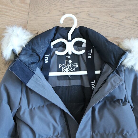 TNA Jackets & Blazers - TNA The Powder Parka Puffer Jacket in Gray with White Faux Fur Trim